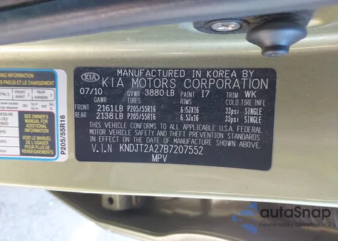 2011 Kia Soul + z USA, uszkodzony, nr VIN KNDJT2A27B7207552